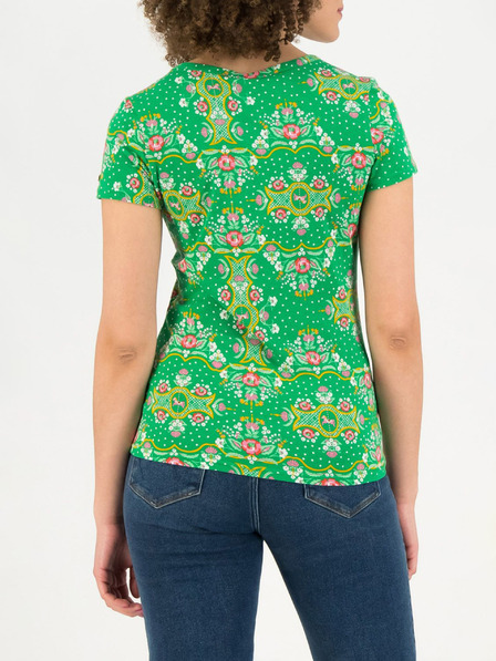 Blutsgeschwister Γυναικείο πράσινο φλοράλ T-shirt Blutsgeschwister Καρναβάλι καρουζέλ