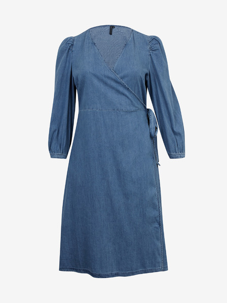ONLY CARMAKOMA Γυναικείο μπλε denim wrap φόρεμα ONLY CARMAKOMA Irina