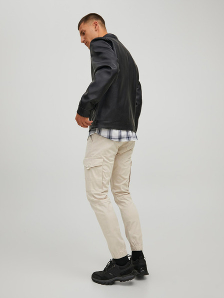 Jack & Jones Μαύρο ανδρικό δερμάτινο μπουφάν Jack & Jones Rocky