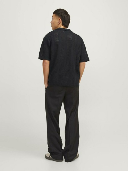 Jack & Jones Μαύρο ανδρικό πουκάμισο πόλο Jack & Jones Taormina