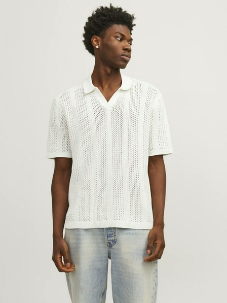 Jack & Jones Κρεμ ανδρικό πουκάμισο πόλο Jack & Jones Taormina